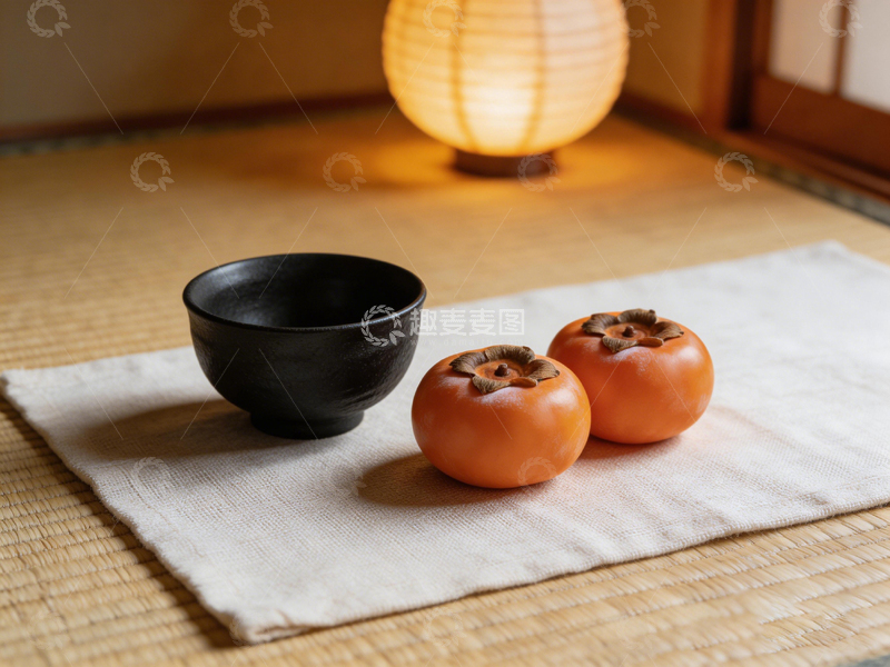 高清大图下载【趣麦麦图】日式简约柿子餐具静物摄影