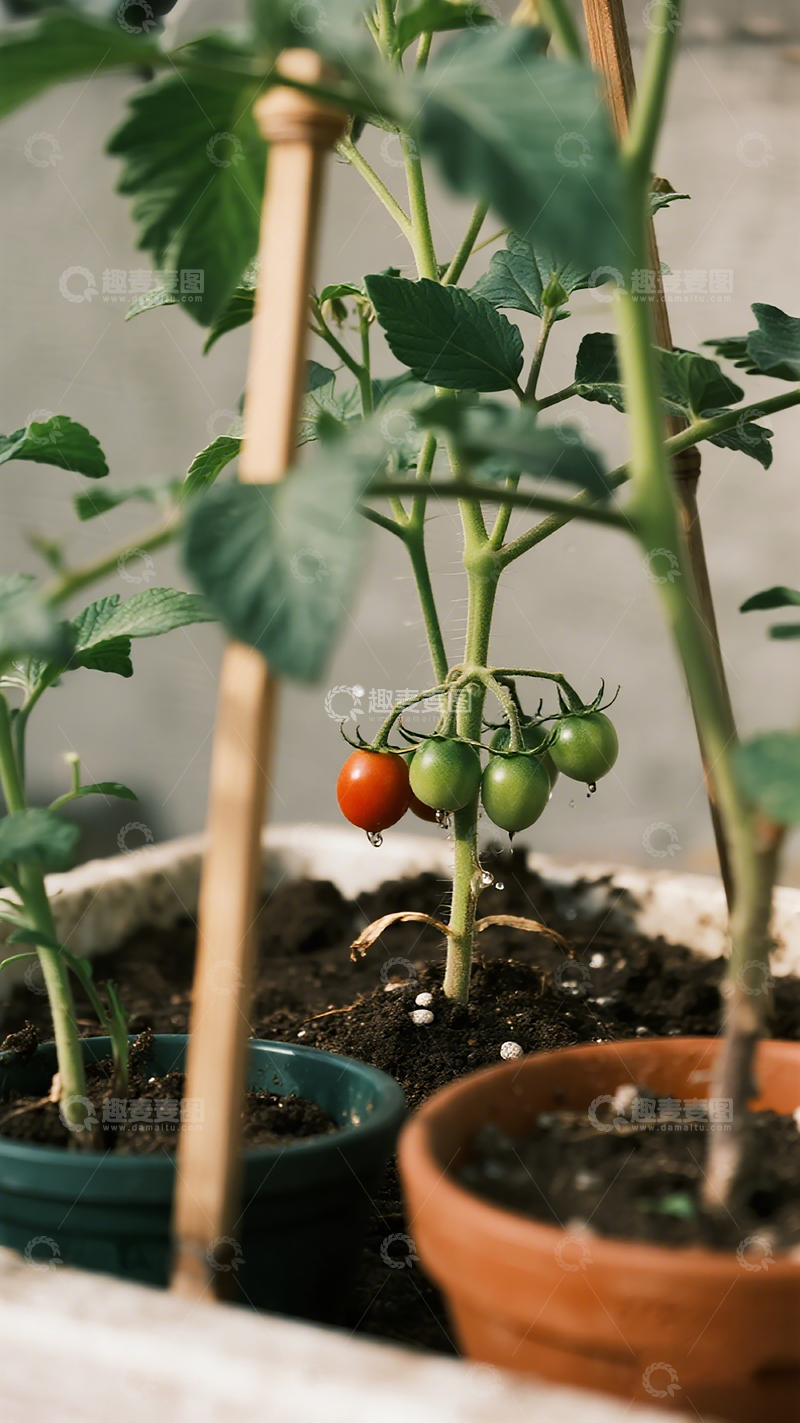 高清大图下载【趣麦麦图】盆栽番茄生长特写