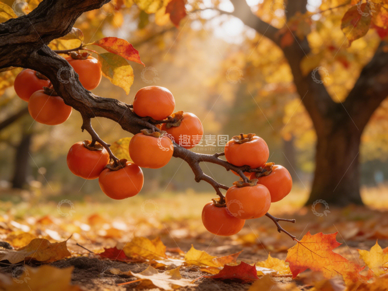 高清大图下载【趣麦麦图】秋日柿树丰收景色摄影图片