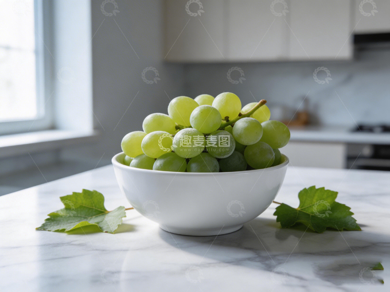 高清大图下载【趣麦麦图】清新厨房绿葡萄静物摄影