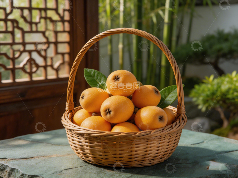 高清大图下载【趣麦麦图】田园风枇杷果篮静物摄影