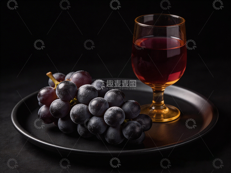 高清大图下载【趣麦麦图】暗色背景葡萄红酒摄影