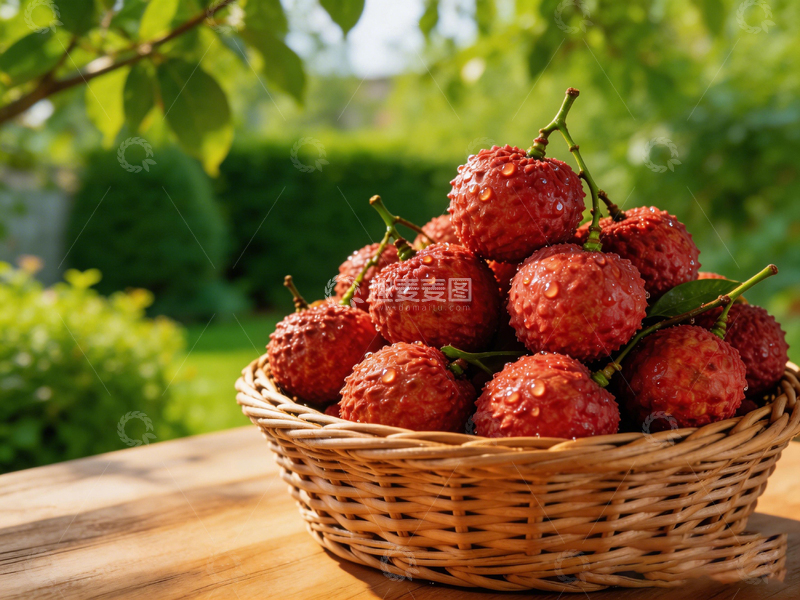 高清大图下载【趣麦麦图】夏日水果荔枝篮子自然风光