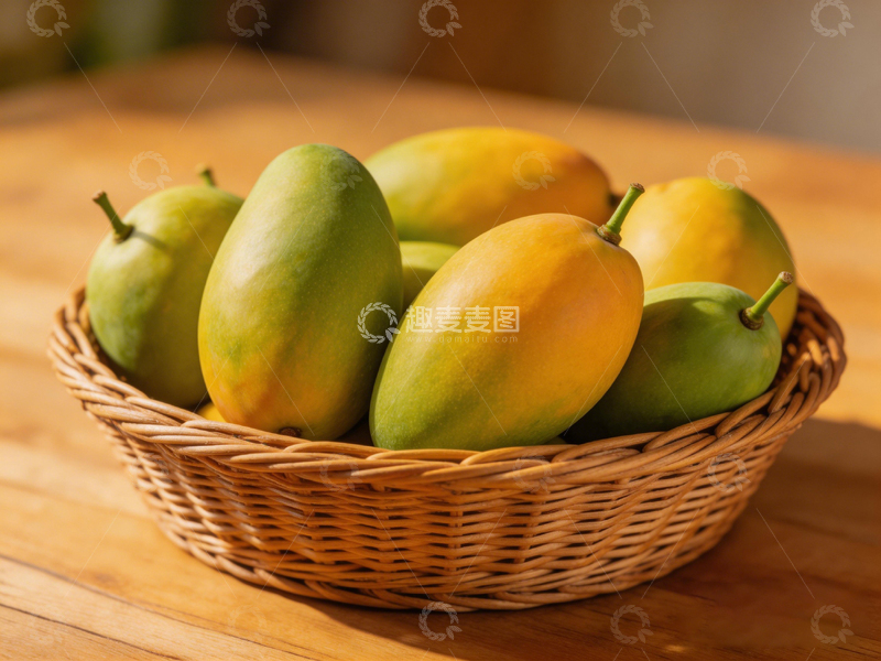 高清大图下载【趣麦麦图】果篮青黄芒果美食摄影