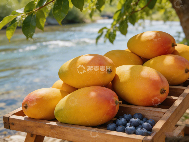 高清大图下载【趣麦麦图】自然风芒果蓝莓丰收景象