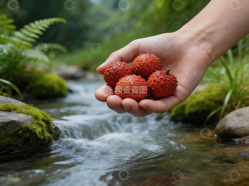 高清大图下载【趣麦麦图】自然风野草莓溪流摄影
