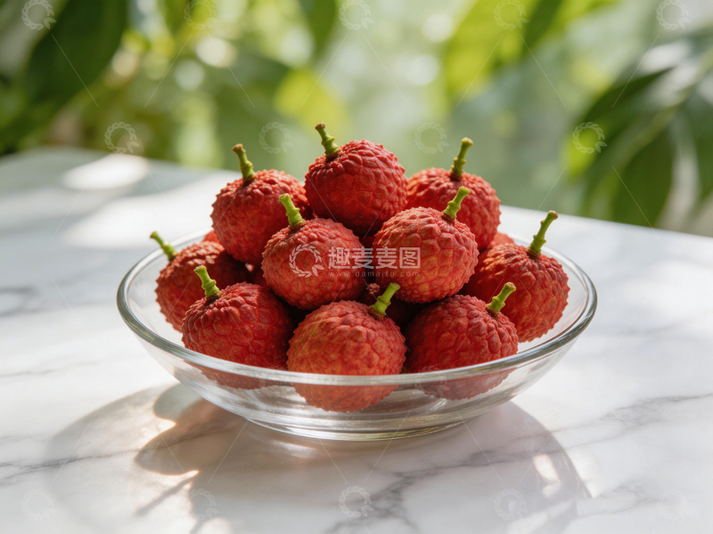 高清大图下载【趣麦麦图】玻璃碗中荔枝新鲜美味