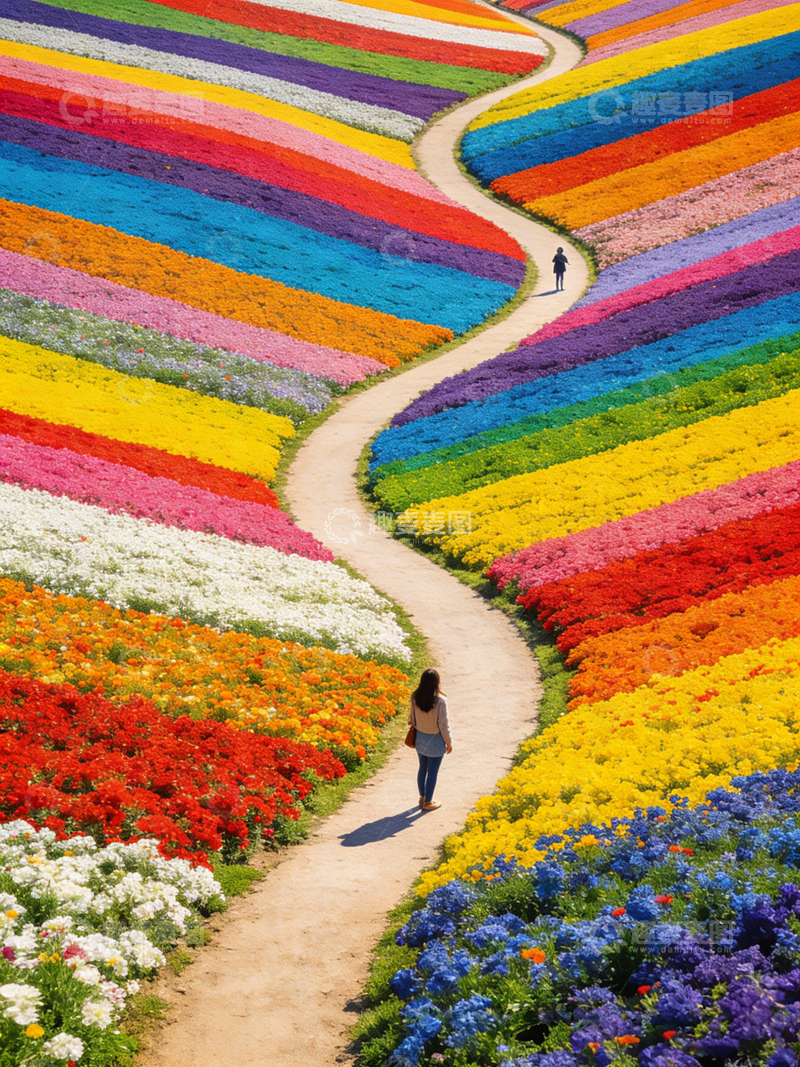 高清大图下载【趣麦麦图】彩虹花海漫步风光摄影图片