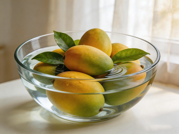 清新芒果玻璃碗装饰摄影