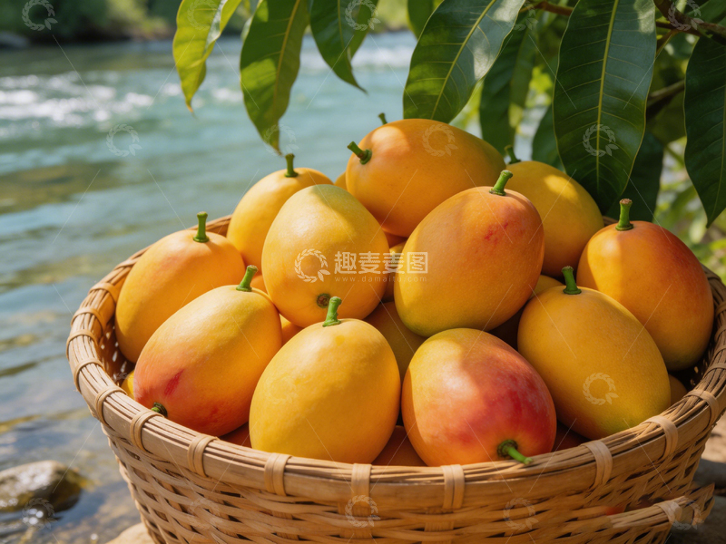 高清大图下载【趣麦麦图】田园风黄桃丰收篮装果
