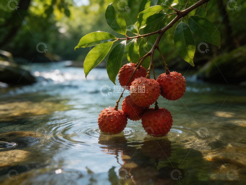 高清大图下载【趣麦麦图】溪水红果自然风景摄影