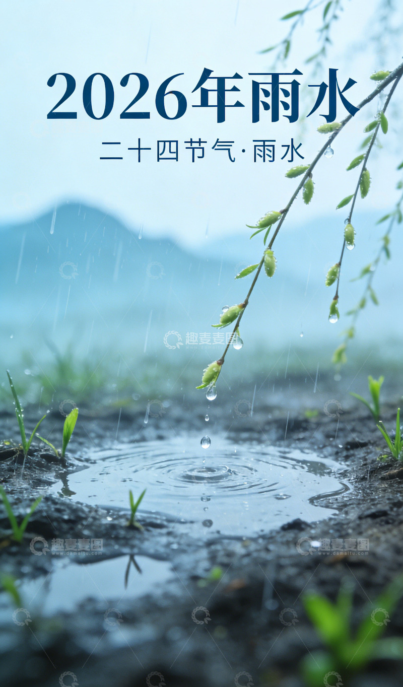 高清大图下载【趣麦麦图】2026年雨水节气图