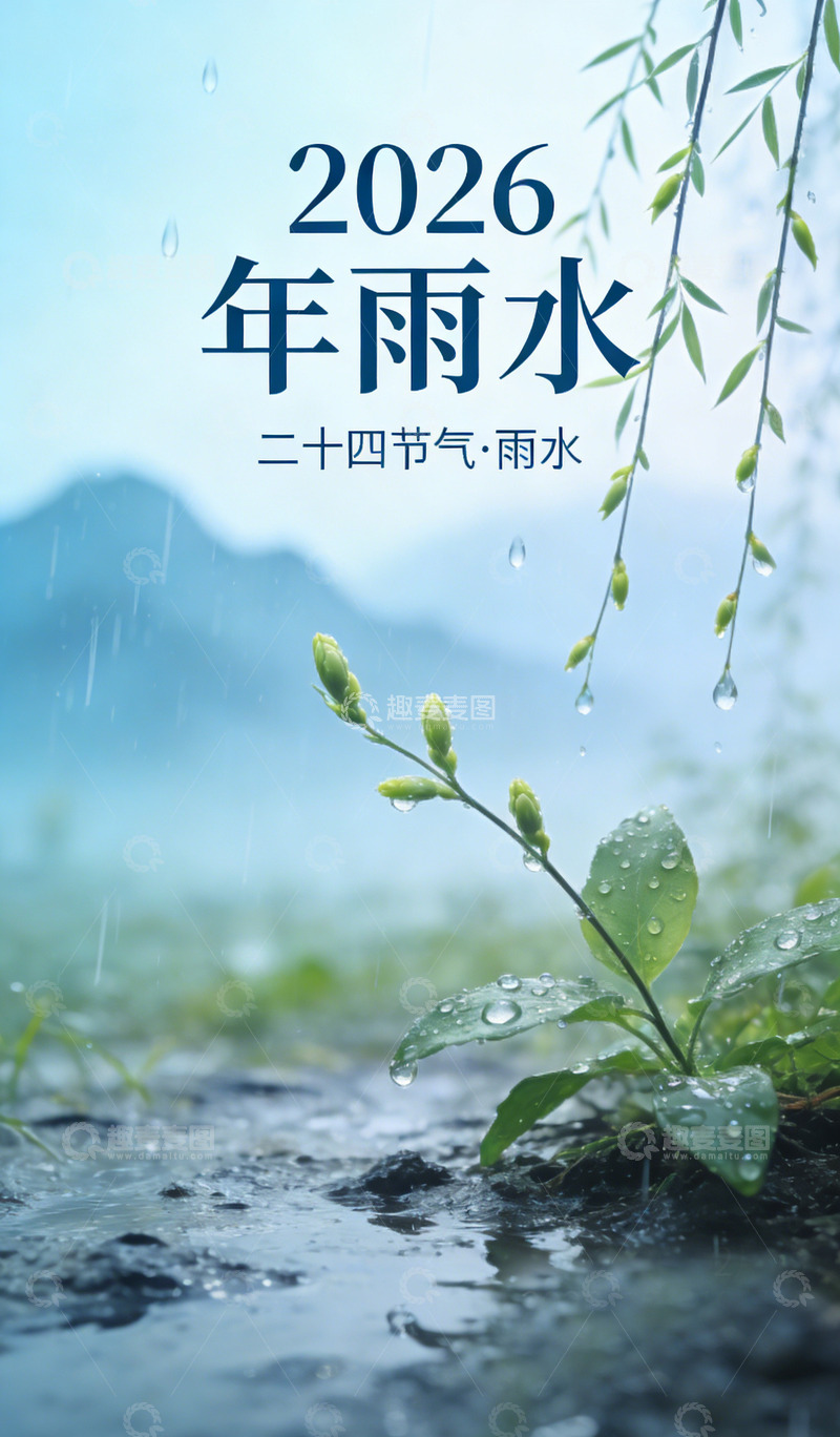 高清大图下载【趣麦麦图】2026年春雨节气海报