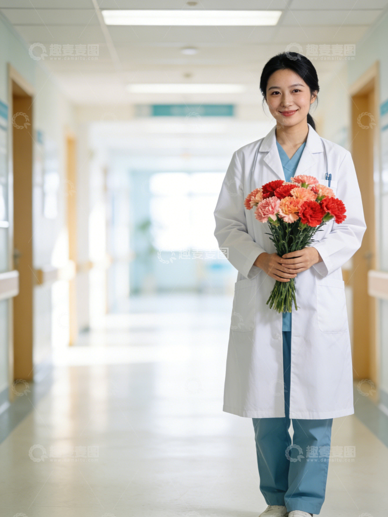 高清大图下载【趣麦麦图】医生走廊捧花