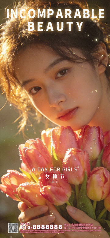 女神节鲜花宣传海报