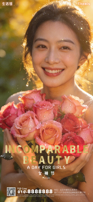 阳光女神鲜花宣传海报设计素材