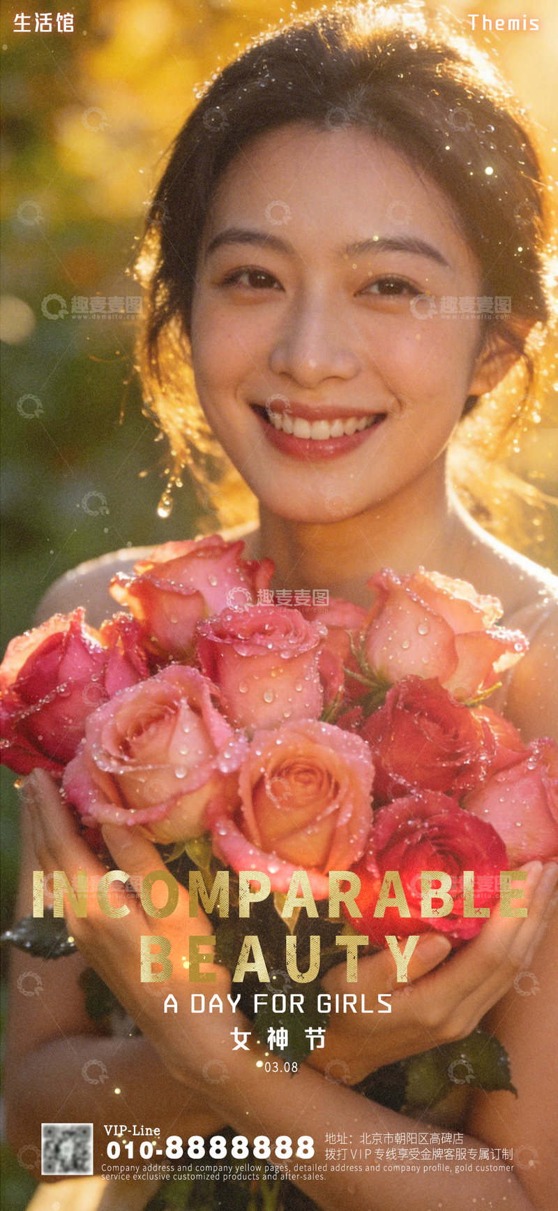 源文件下载【趣麦麦图】阳光女神鲜花宣传海报设计素材