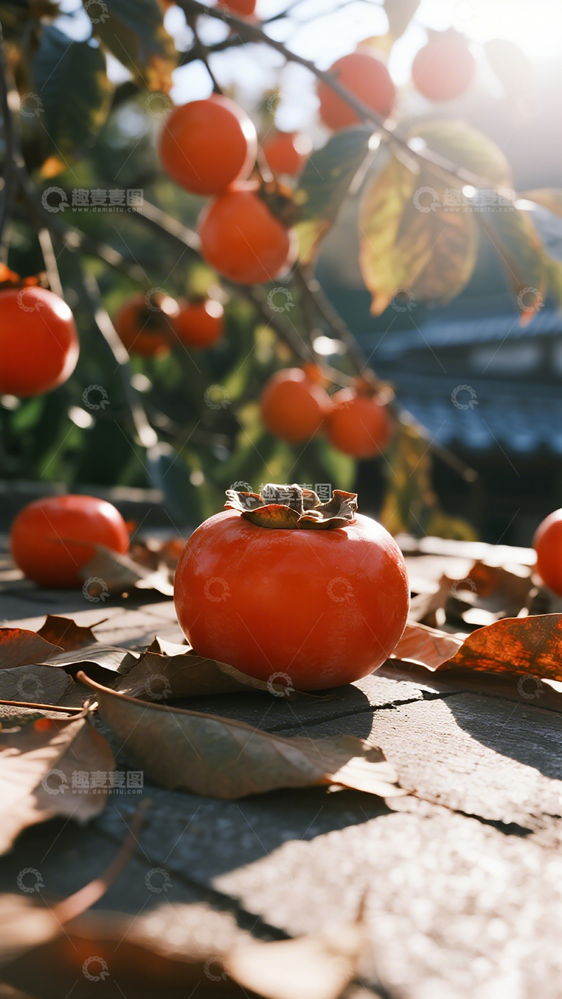 高清大图下载【趣麦麦图】秋日柿子景图片