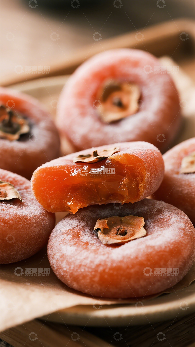 高清大图下载【趣麦麦图】糖霜柿饼特写美食摄影