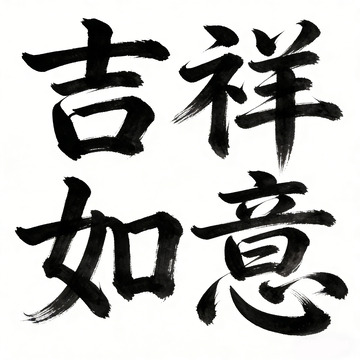 书法风吉祥如意艺术字设计素材