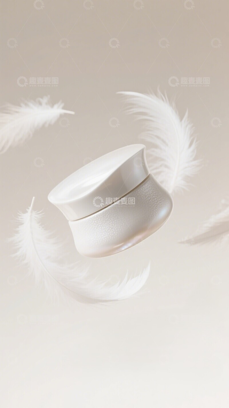 高清大图下载【趣麦麦图】轻盈白罐羽毛装饰摄影