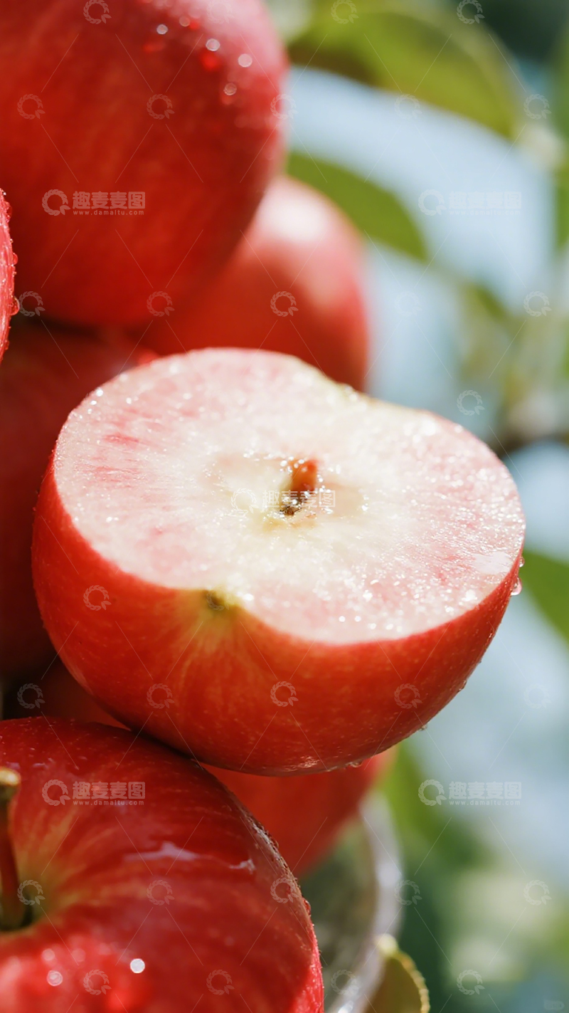 高清大图下载【趣麦麦图】新鲜红苹果特写摄影图