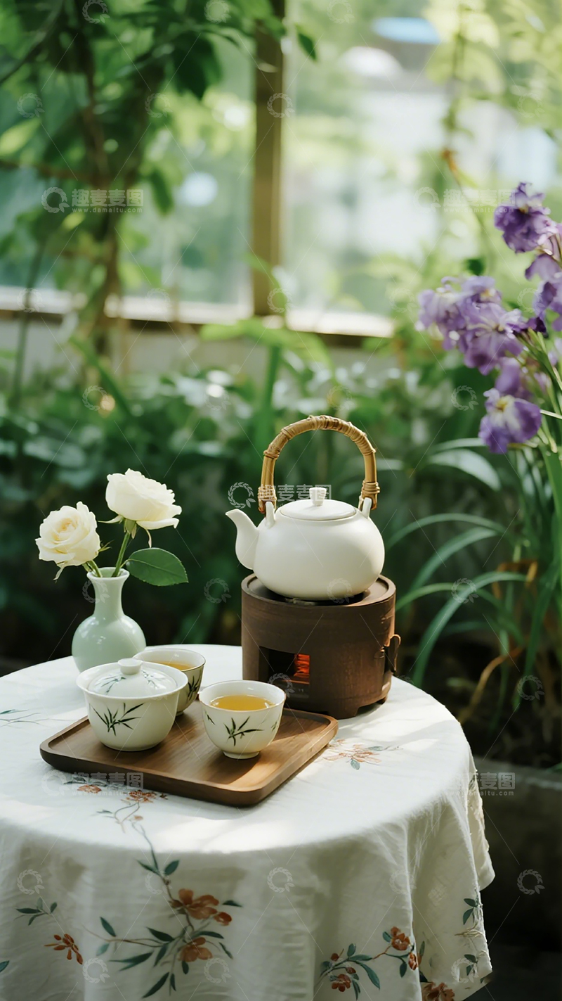 高清大图下载【趣麦麦图】田园风茶具静物摄影