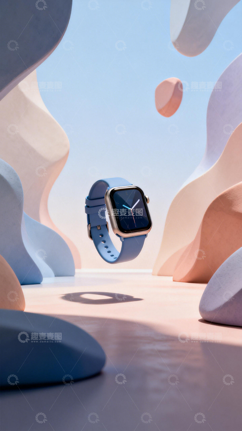 高清大图下载【趣麦麦图】智能手表悬浮创意广告