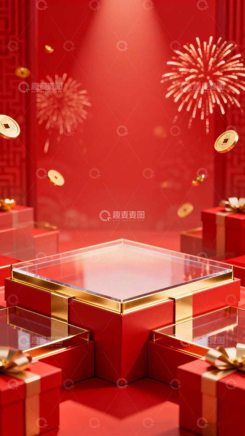 高清大图下载【趣麦麦图】喜庆春节礼盒装饰设计素材