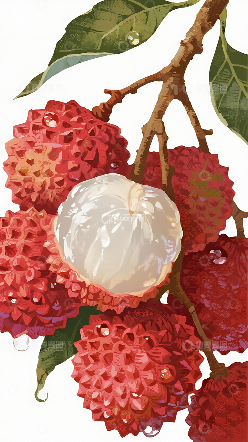 高清大图下载【趣麦麦图】荔枝插画设计素材