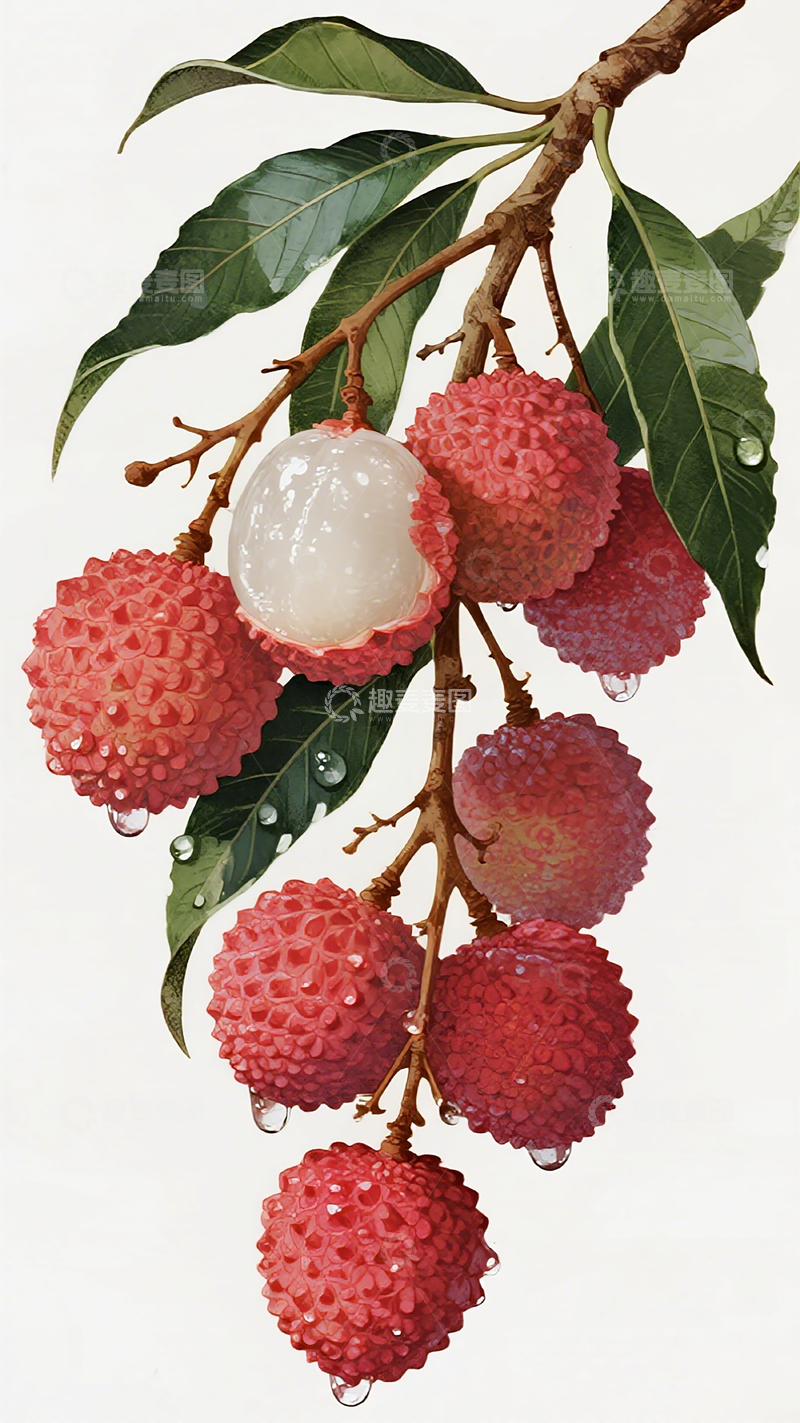 高清大图下载【趣麦麦图】荔枝水果插画