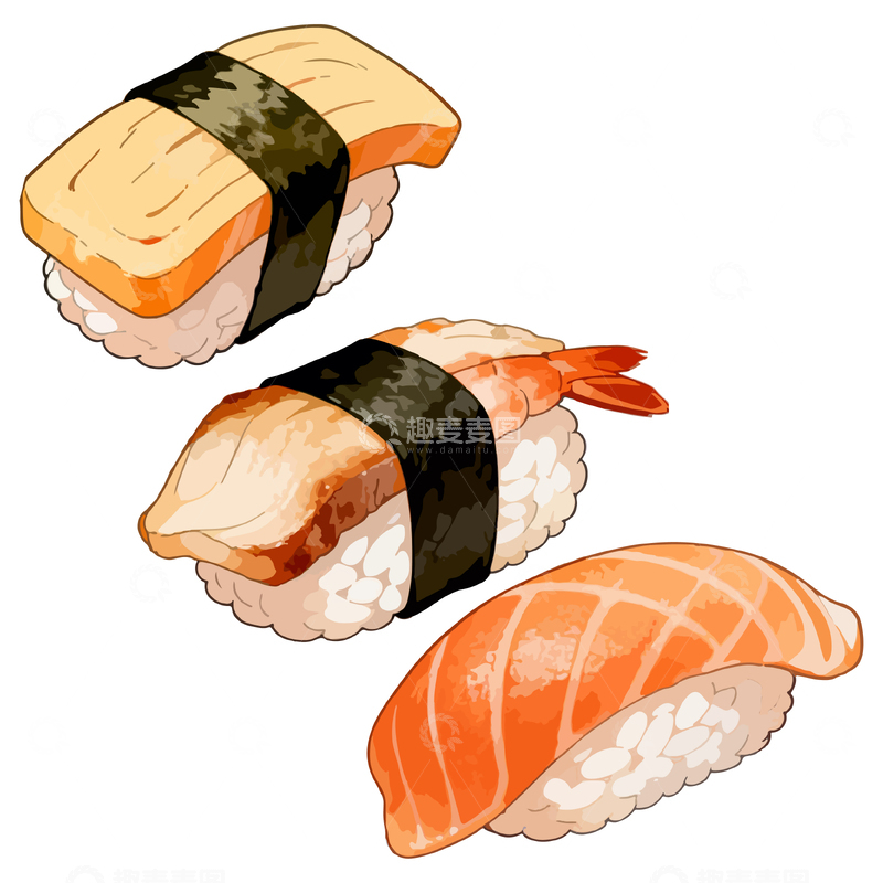 源文件下载【趣麦麦图】寿司插画设计元素