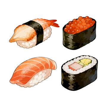 寿司插画美食手绘素材