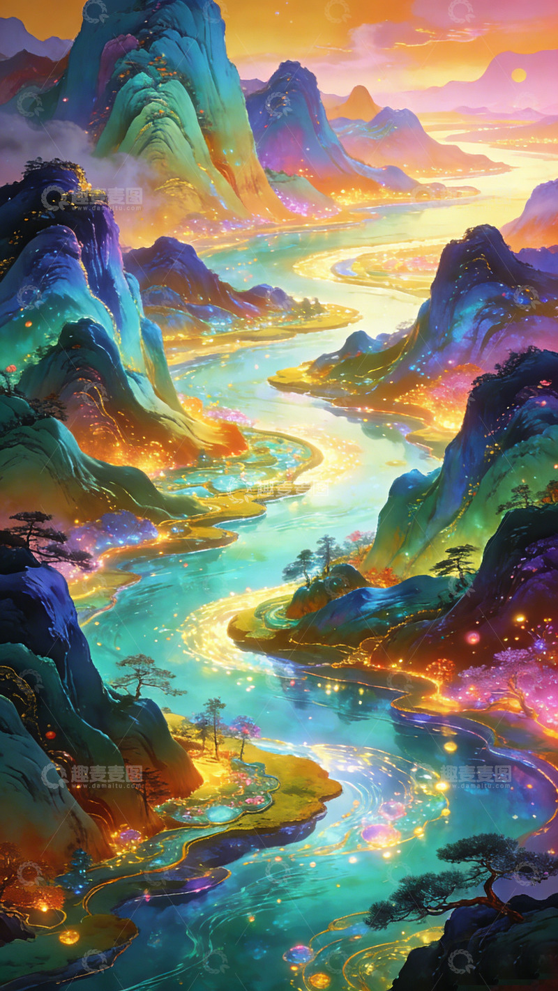 高清大图下载【趣麦麦图】梦幻山水画卷