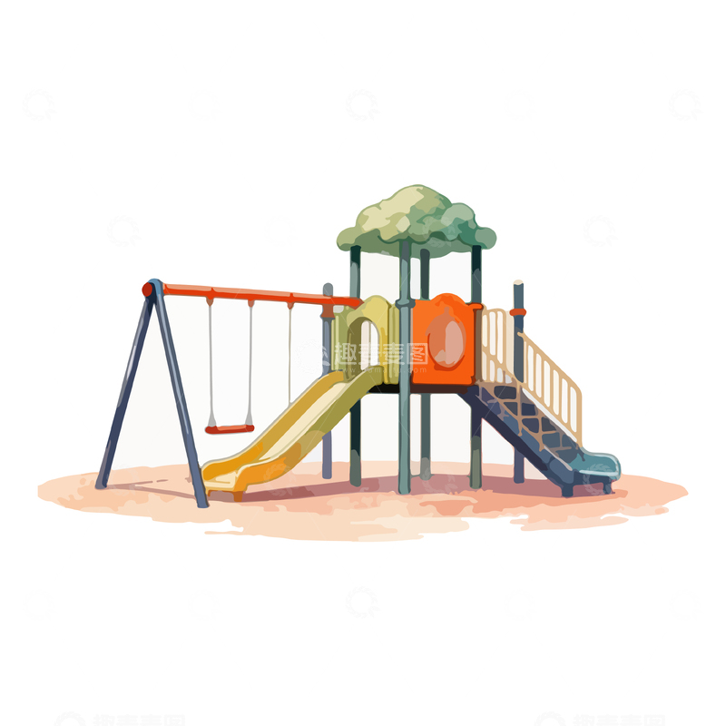 源文件下载【趣麦麦图】卡通风格儿童游乐场景矢量插画