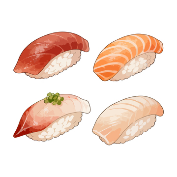 卡通寿司美食插画设计元素
