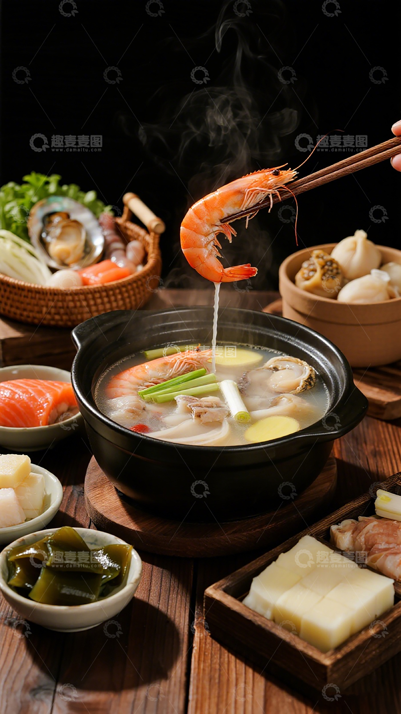 高清大图下载【趣麦麦图】海鲜火锅美食摄影