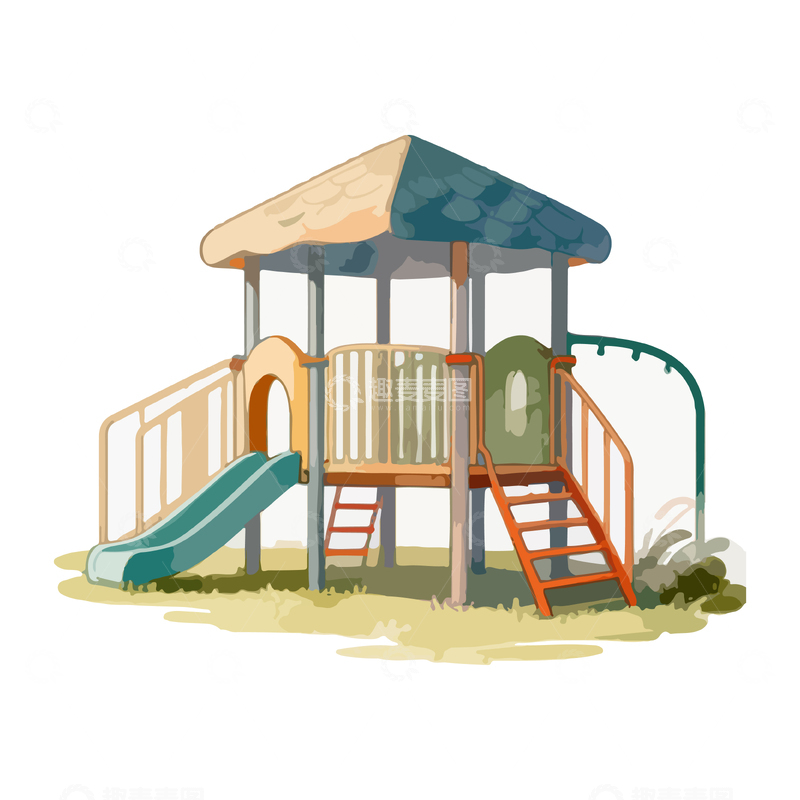 源文件下载【趣麦麦图】卡通儿童游乐设施插画