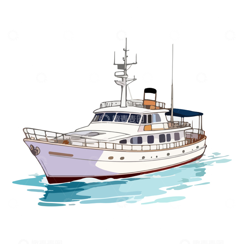 源文件下载【趣麦麦图】简约风格游艇插画