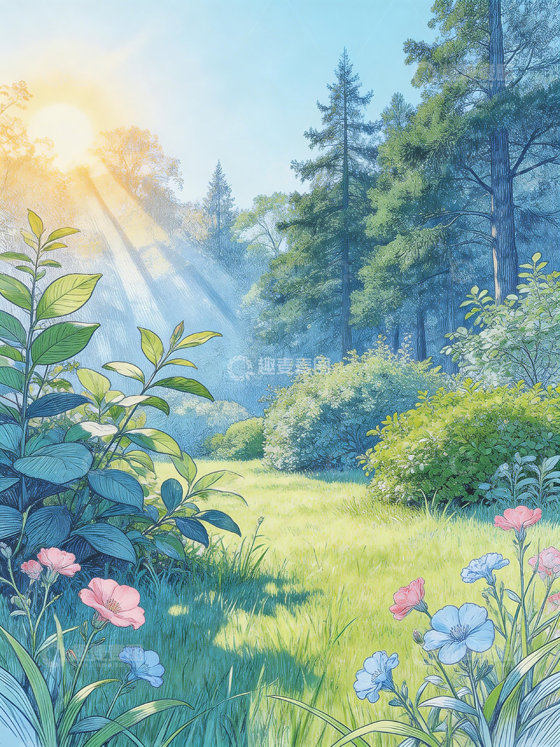 高清大图下载【趣麦麦图】奇幻树林草地4