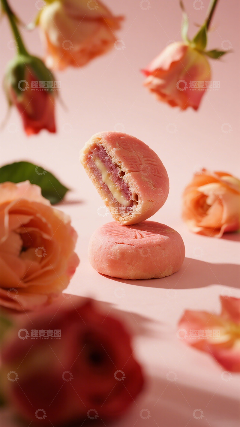 高清大图下载【趣麦麦图】粉色玫瑰糕点美食摄影