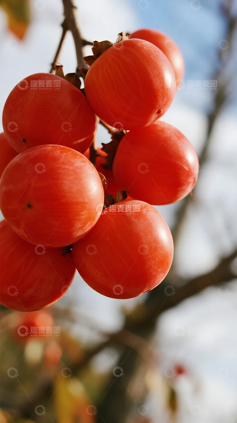 高清大图下载【趣麦麦图】红柿挂枝秋日景
