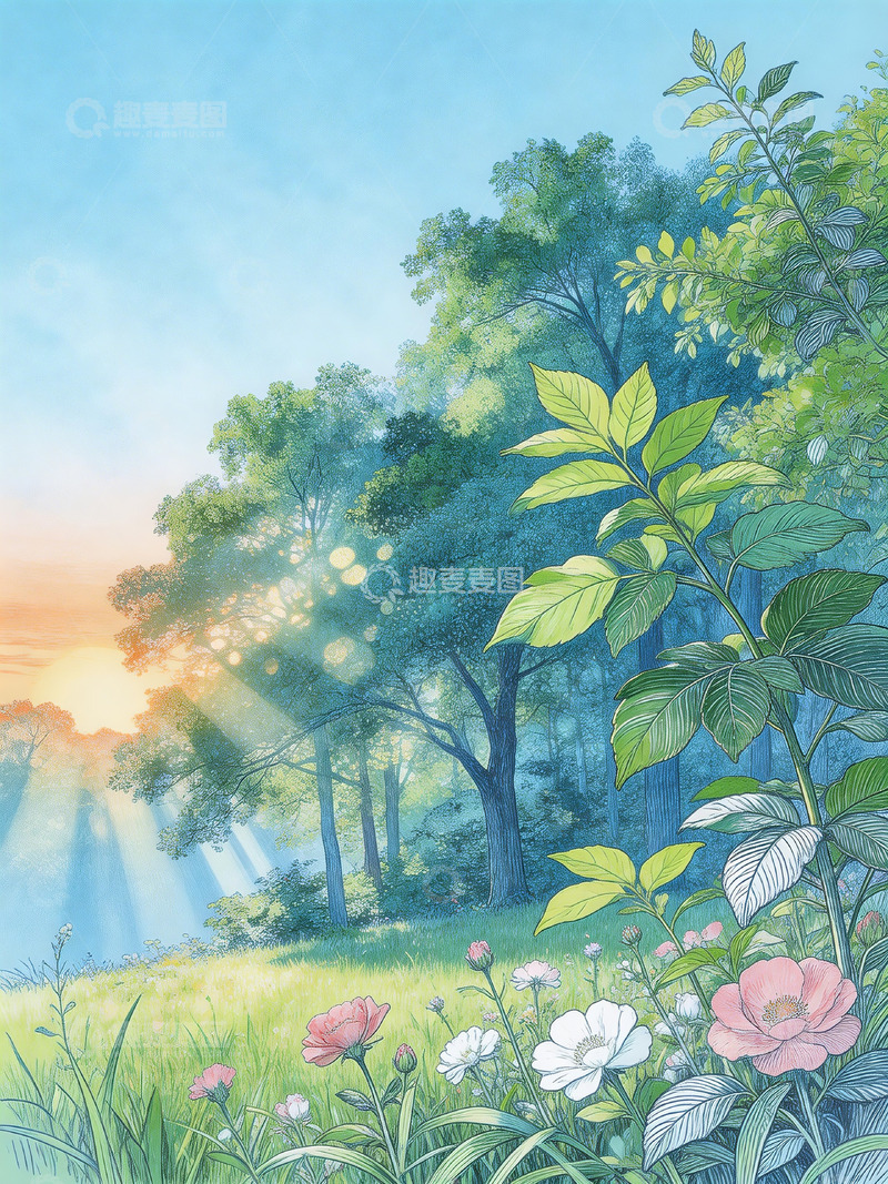 高清大图下载【趣麦麦图】奇幻树林草地2