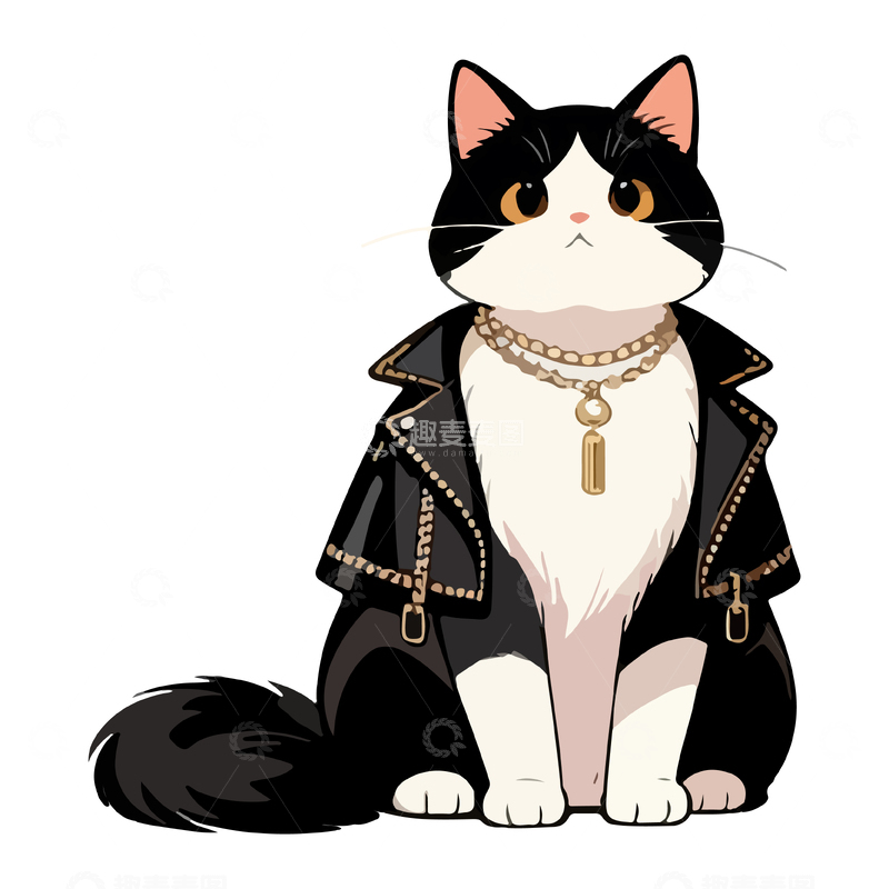 源文件下载【趣麦麦图】时尚猫咪插画