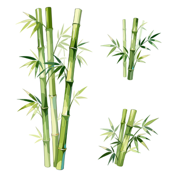 绿色竹叶插画装饰元素