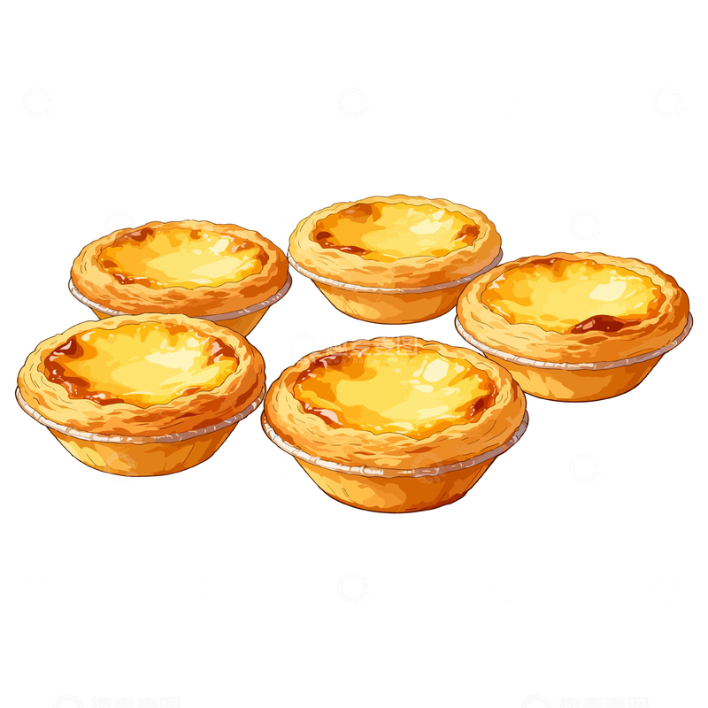 源文件下载【趣麦麦图】手绘蛋挞美食插画