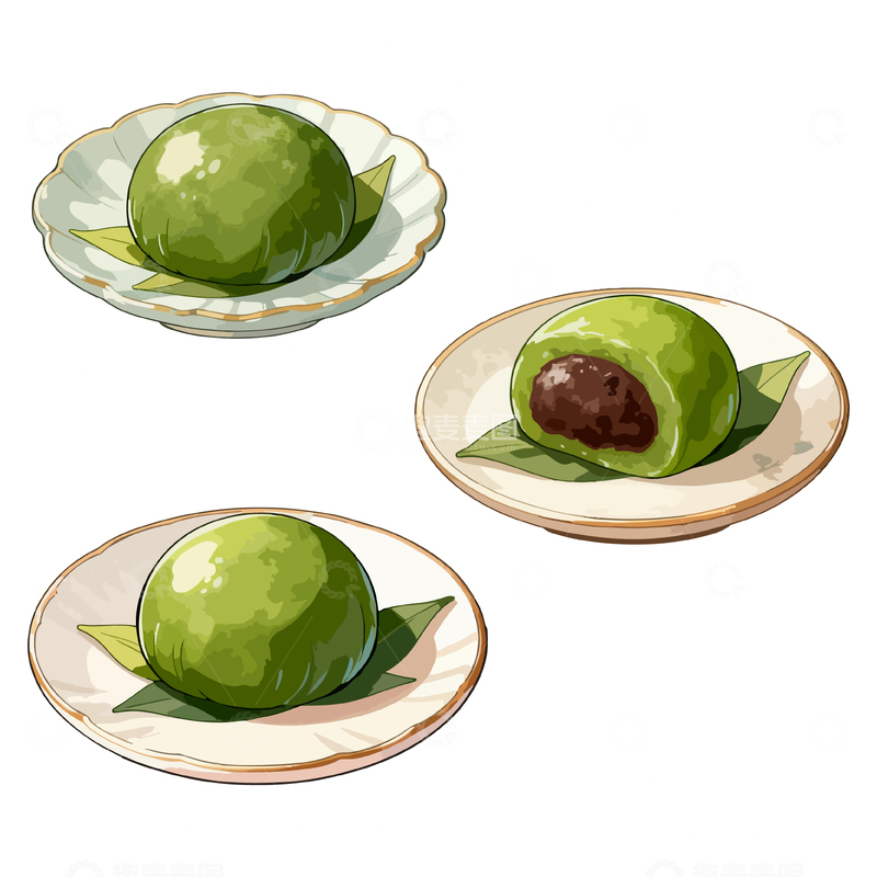 源文件下载【趣麦麦图】插画风清明节青团美食绘画设计素材