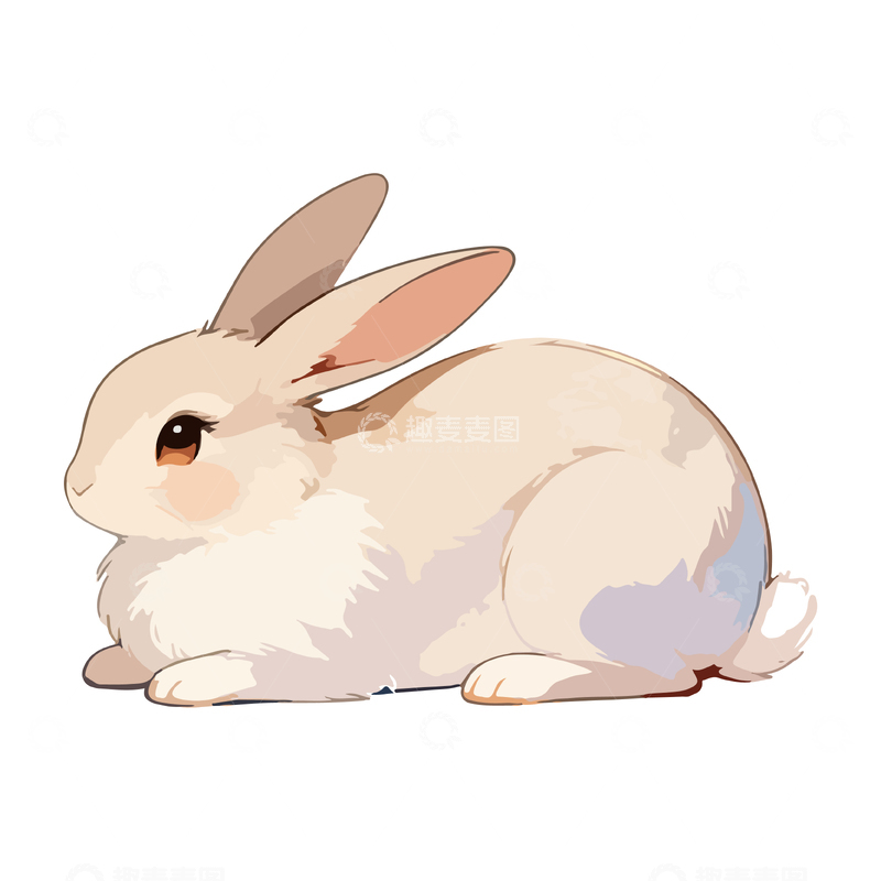 源文件下载【趣麦麦图】可爱卡通白兔插画