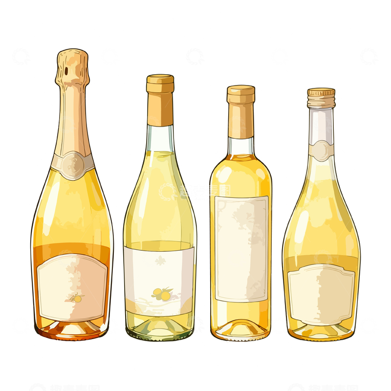 源文件下载【趣麦麦图】手绘酒瓶插画设计素材