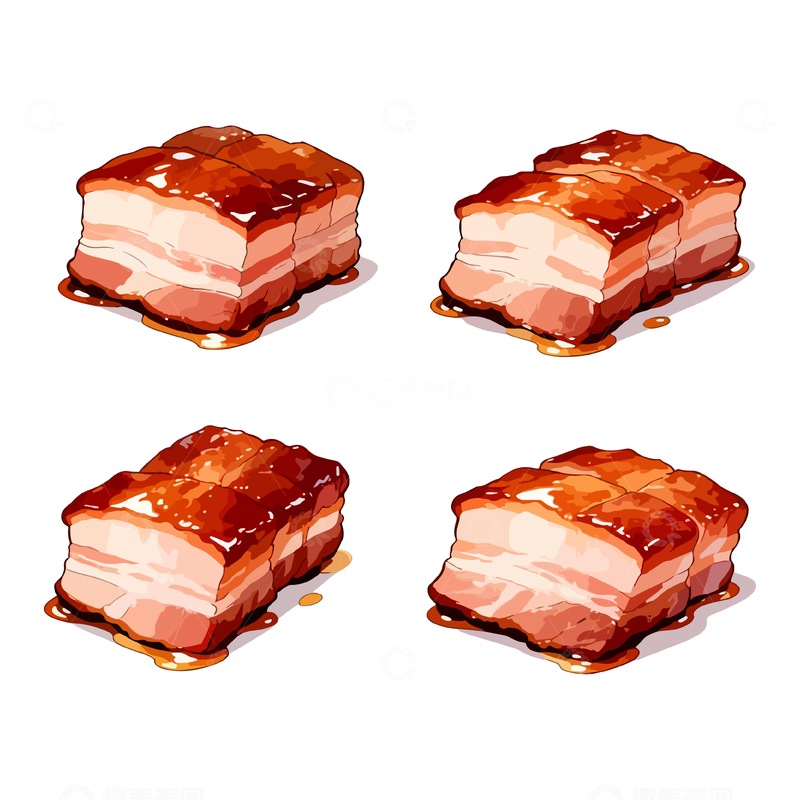 源文件下载【趣麦麦图】水彩烤肉美食插画设计素材